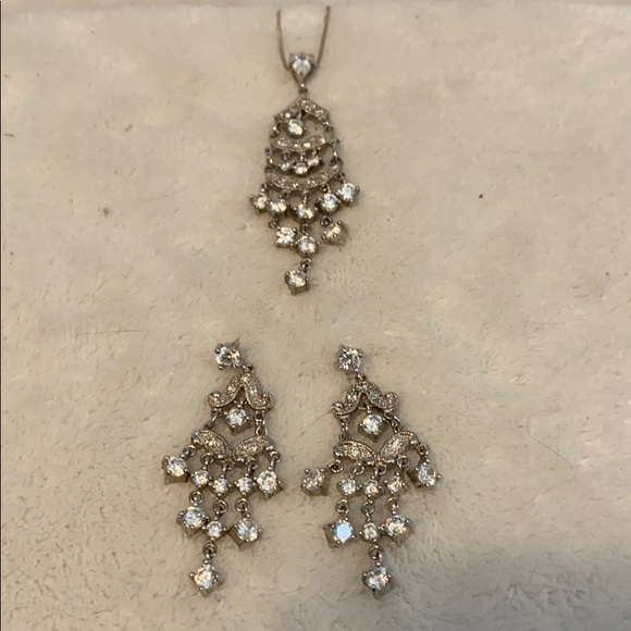 CZ & sterling silver necklace and earring set - Picture 4 of 6